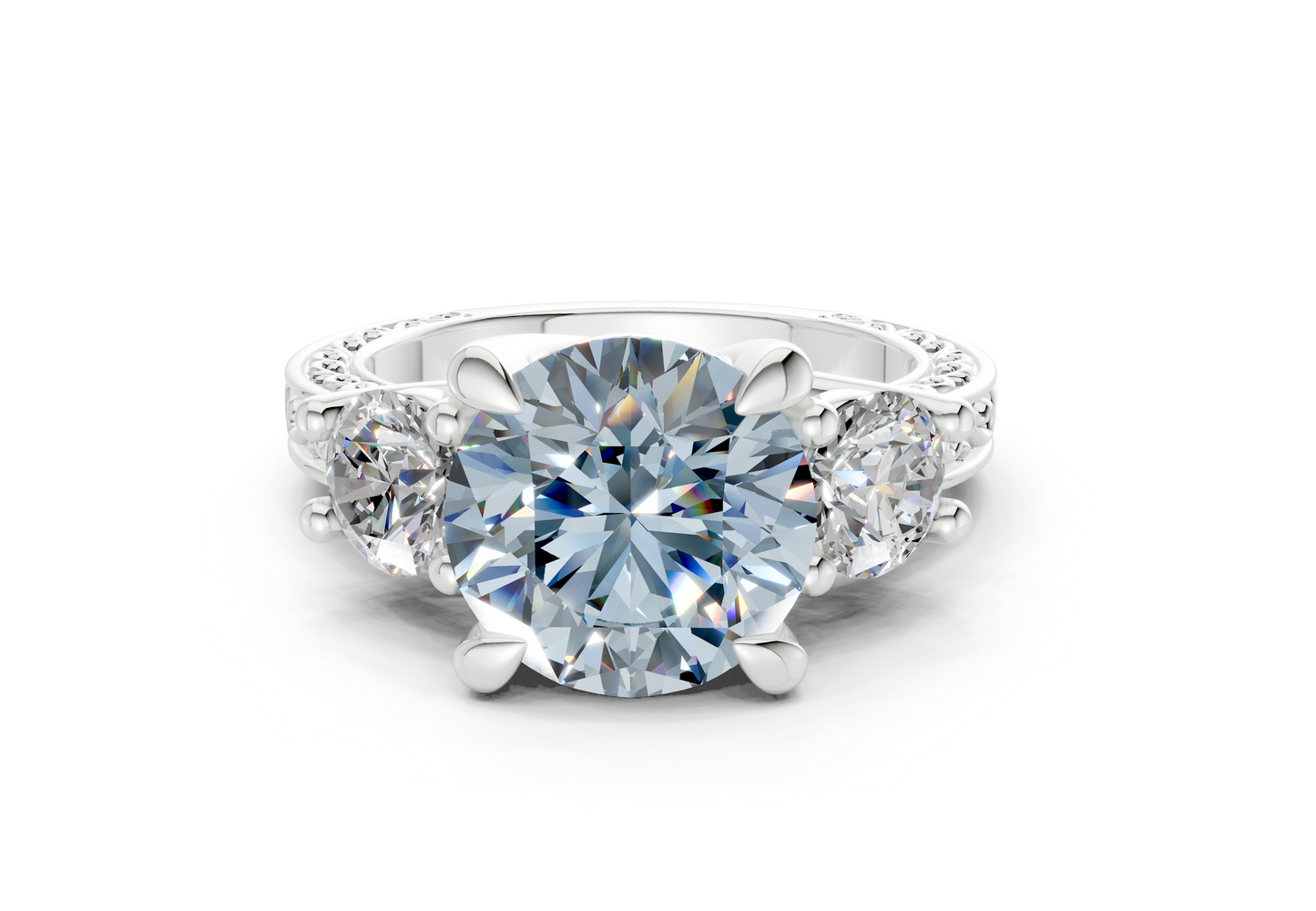 Zara Blue Diamond Vintage Round Cut 3mm Engagement Ring