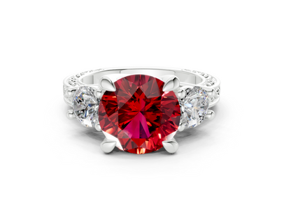 Zara Ruby Gemstone Vintage Round Cut 3mm Engagement Ring