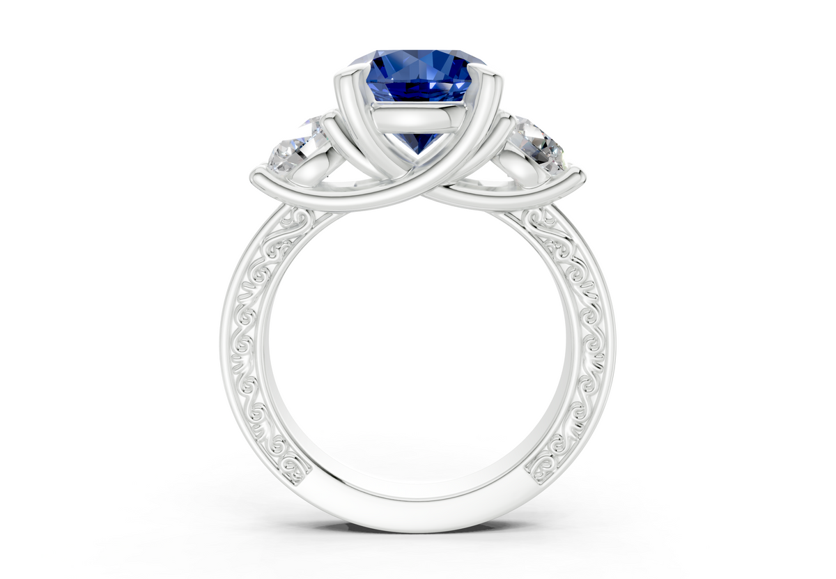 Zara Sapphire Gemstone Vintage Round Cut 3mm Engagement Ring
