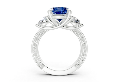 Zara Sapphire Gemstone Vintage Round Cut 3mm Engagement Ring