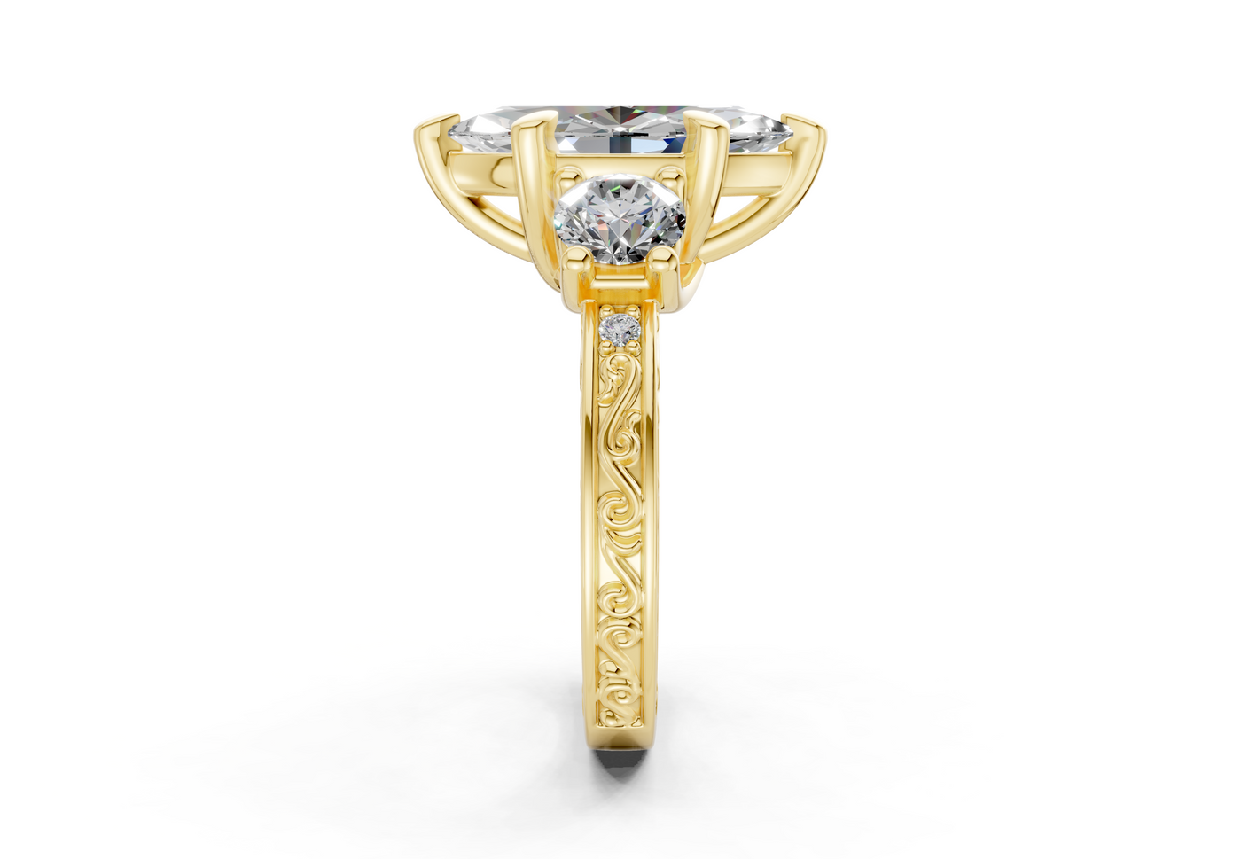 Zara Diamond Vintage Marquise Cut 3mm Engagement Ring