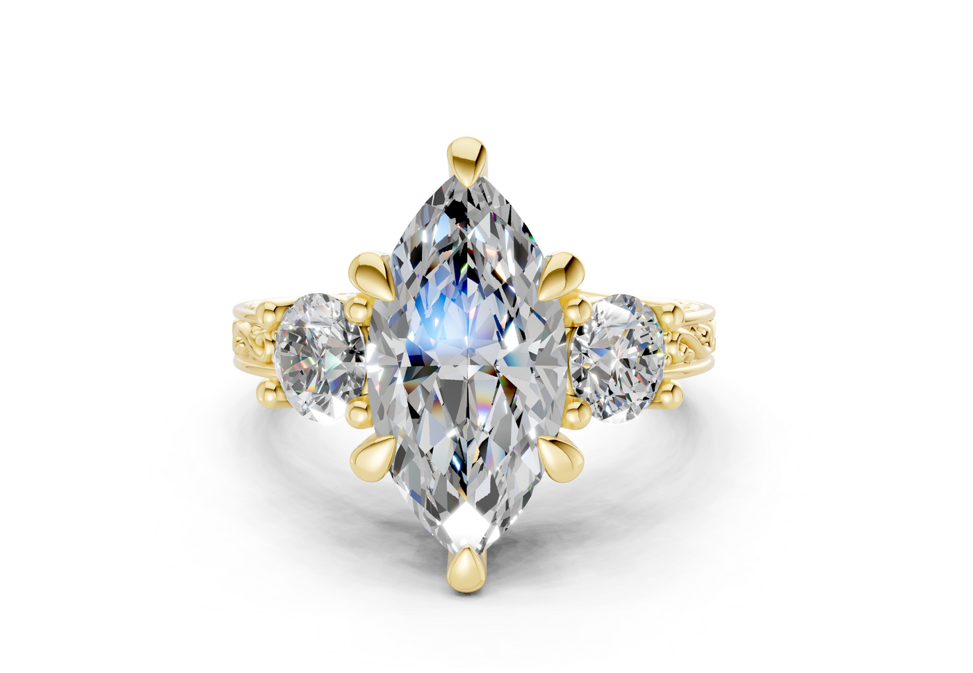 Zara Diamond Vintage Marquise Cut 3mm Engagement Ring