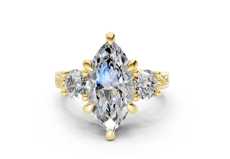 Zara Diamond Vintage Marquise Cut 3mm Engagement Ring