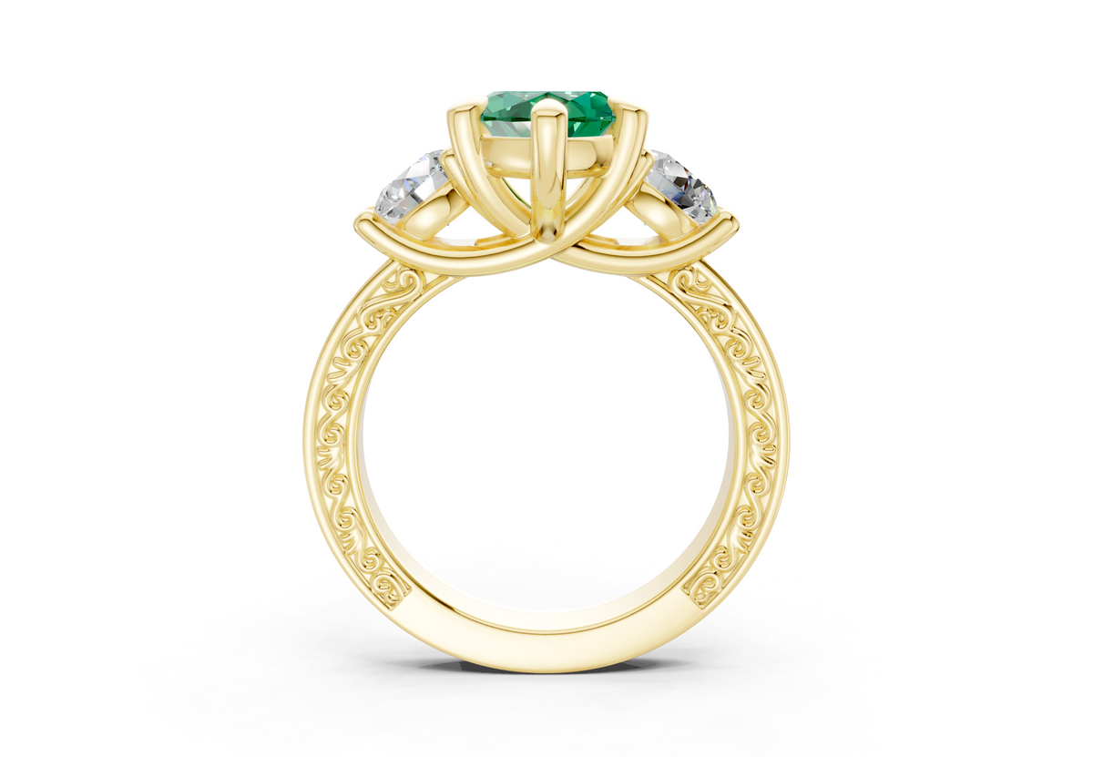 Zara Emerald Gemstone Vintage Marquise Cut 3mm Engagement Ring
