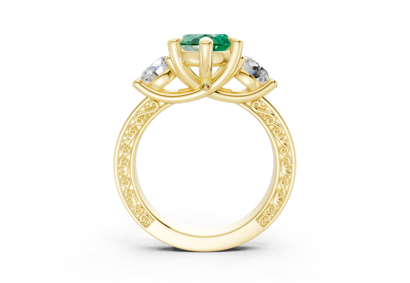 Zara Emerald Gemstone Vintage Marquise Cut 3mm Engagement Ring