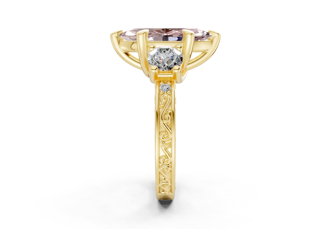 Zara Pink Diamond Vintage Marquise Cut 3mm Engagement Ring