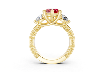Zara Ruby Gemstone Vintage Marquise Cut 3mm Engagement Ring