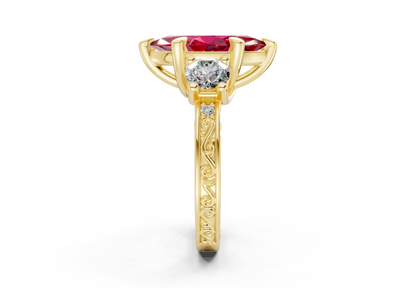 Zara Ruby Gemstone Vintage Marquise Cut 3mm Engagement Ring