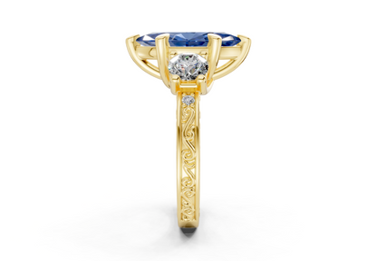 Zara Sapphire Gemstone Vintage Marquise Cut 3mm Engagement Ring