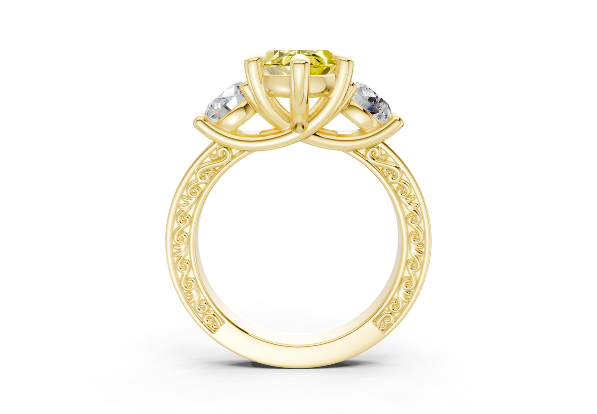 Zara Yellow Diamond Vintage Marquise Cut 3mm Engagement Ring