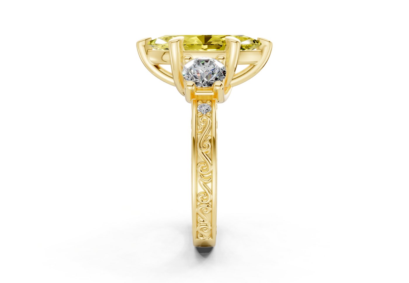 Zara Yellow Diamond Vintage Marquise Cut 3mm Engagement Ring