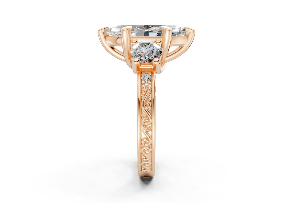Zara Diamond Vintage Marquise Cut 3mm Engagement Ring