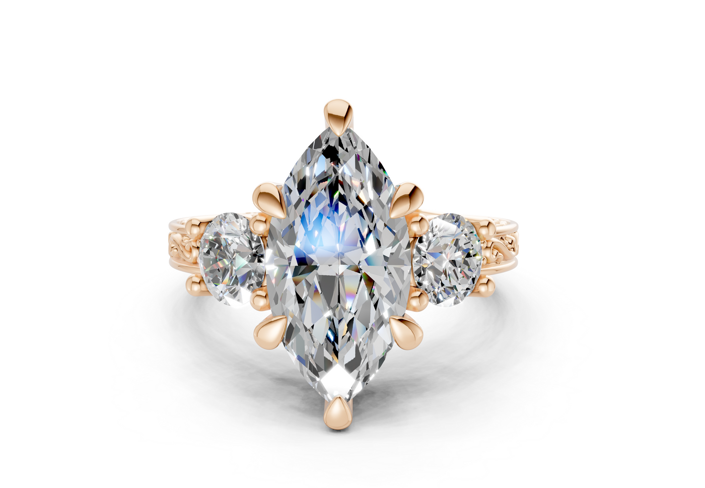 Zara Diamond Vintage Marquise Cut 3mm Engagement Ring