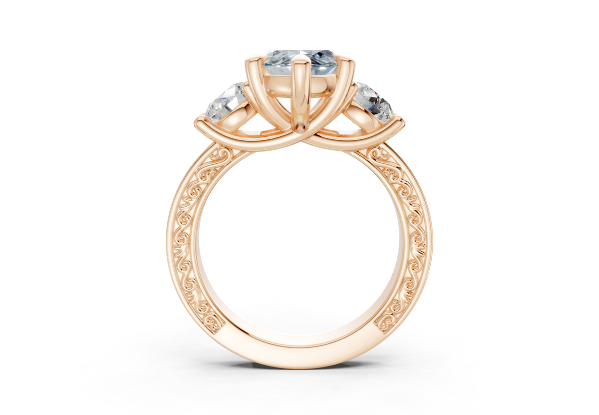 Zara Blue Diamond Vintage Marquise Cut 3mm Engagement Ring