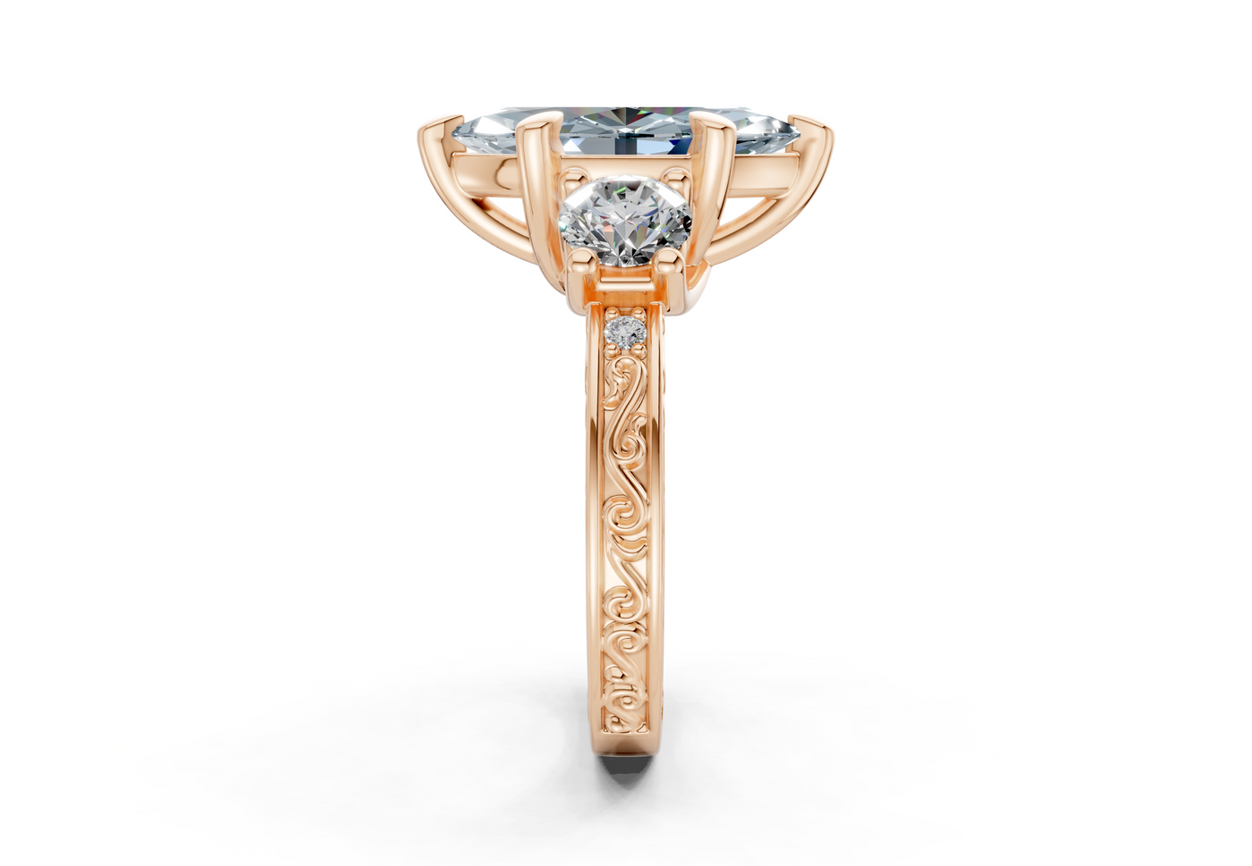 Zara Blue Diamond Vintage Marquise Cut 3mm Engagement Ring