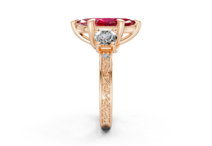 Zara Ruby Gemstone Vintage Marquise Cut 3mm Engagement Ring