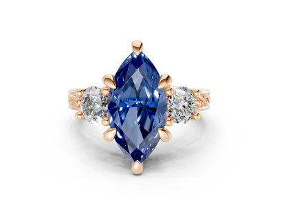 Zara Sapphire Gemstone Vintage Marquise Cut 3mm Engagement Ring