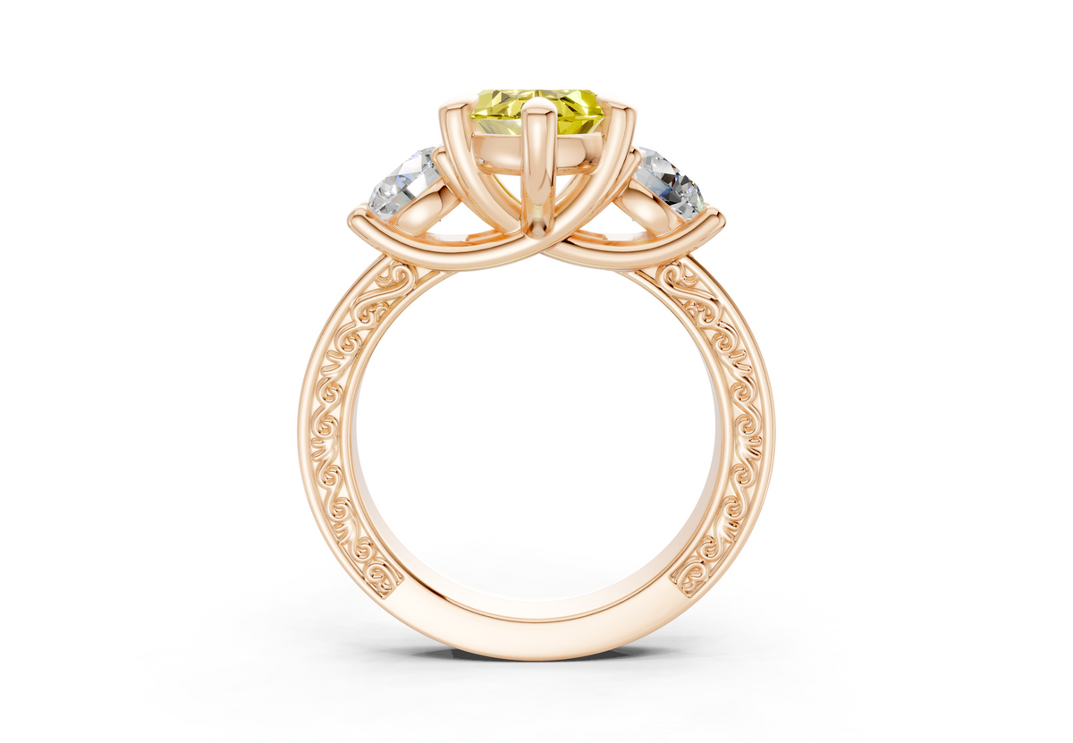 Zara Yellow Diamond Vintage Marquise Cut 3mm Engagement Ring