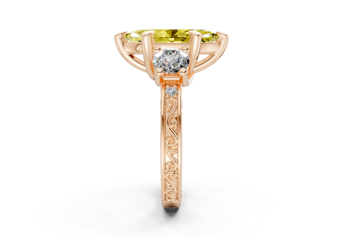 Zara Yellow Diamond Vintage Marquise Cut 3mm Engagement Ring
