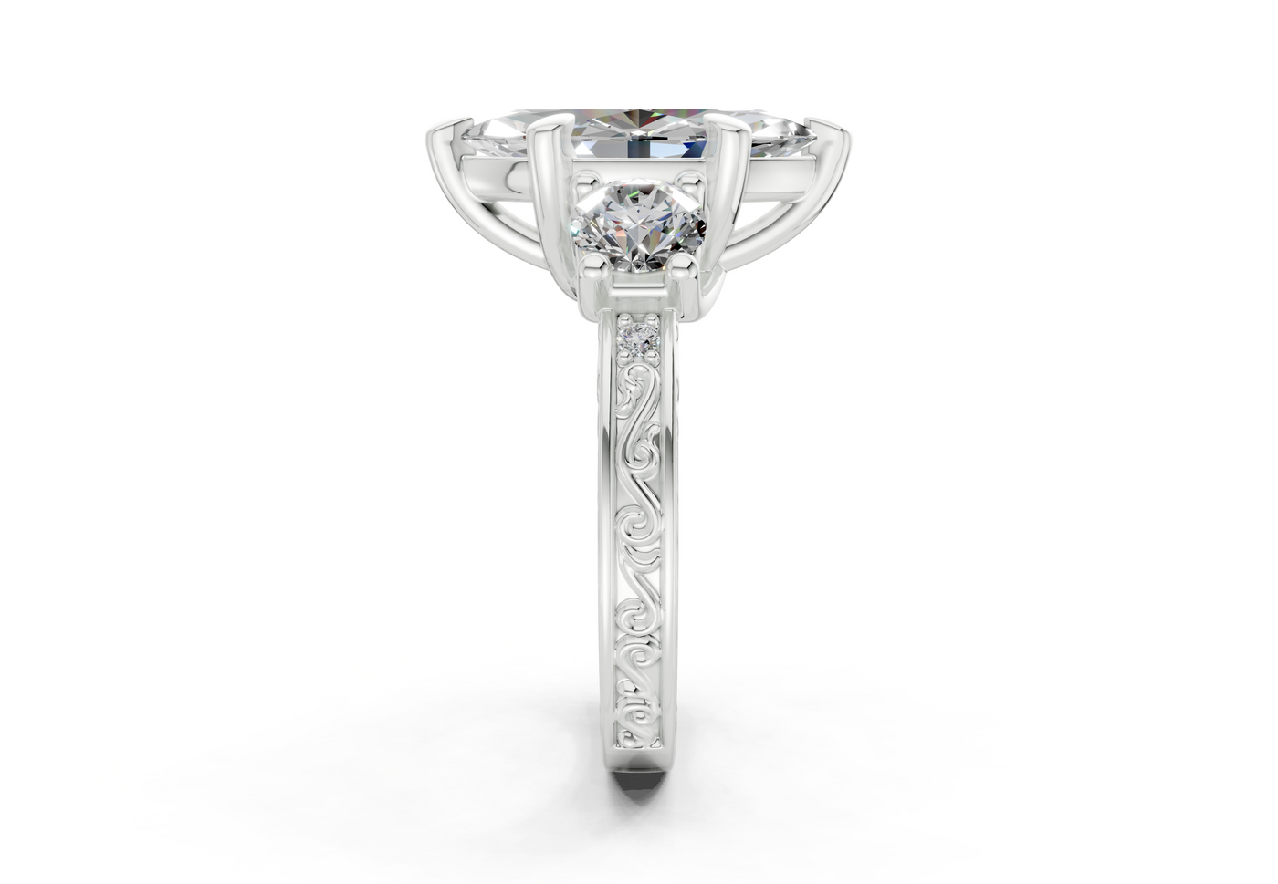 Zara Diamond Vintage Marquise Cut 3mm Engagement Ring