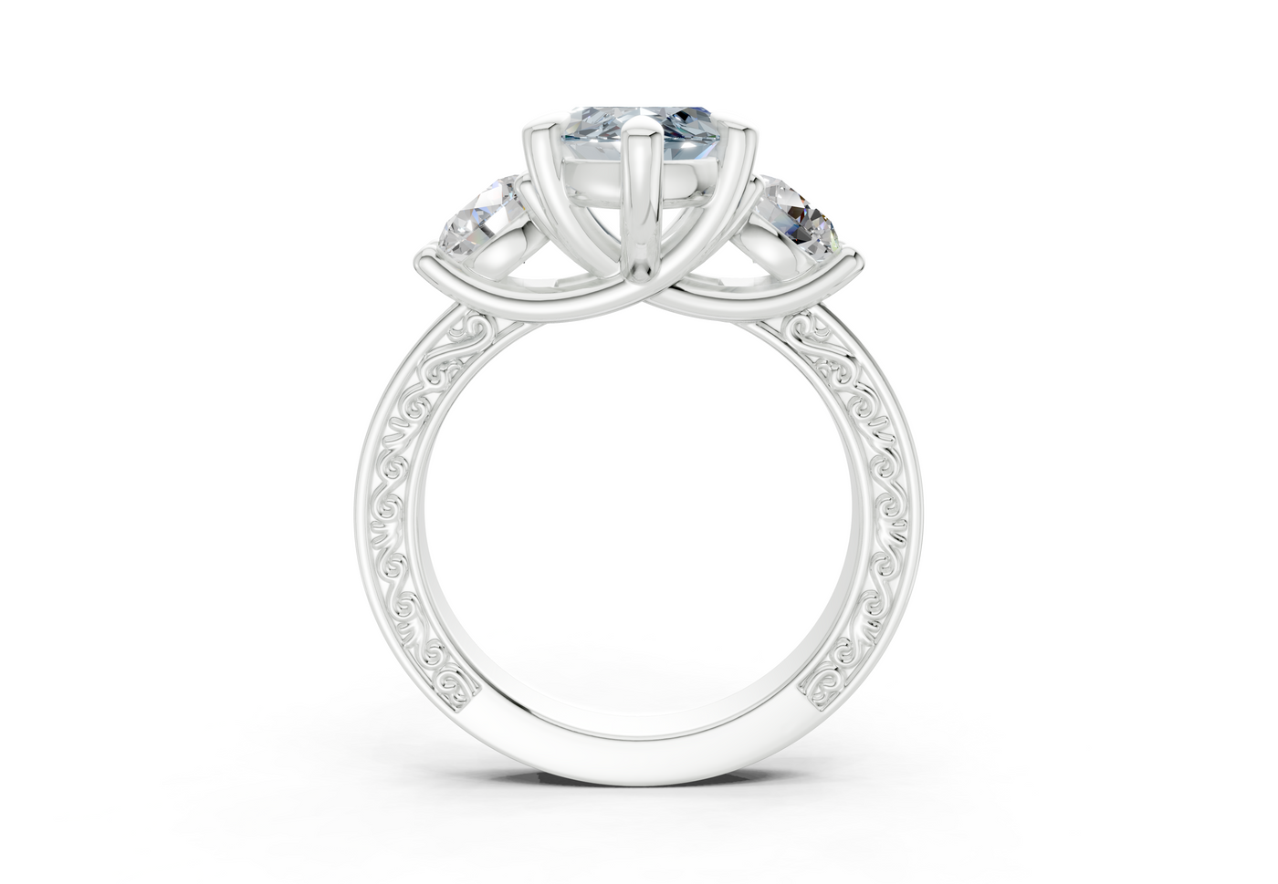 Zara Blue Diamond Vintage Marquise Cut 3mm Engagement Ring