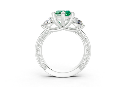 Zara Emerald Gemstone Vintage Marquise Cut 3mm Engagement Ring