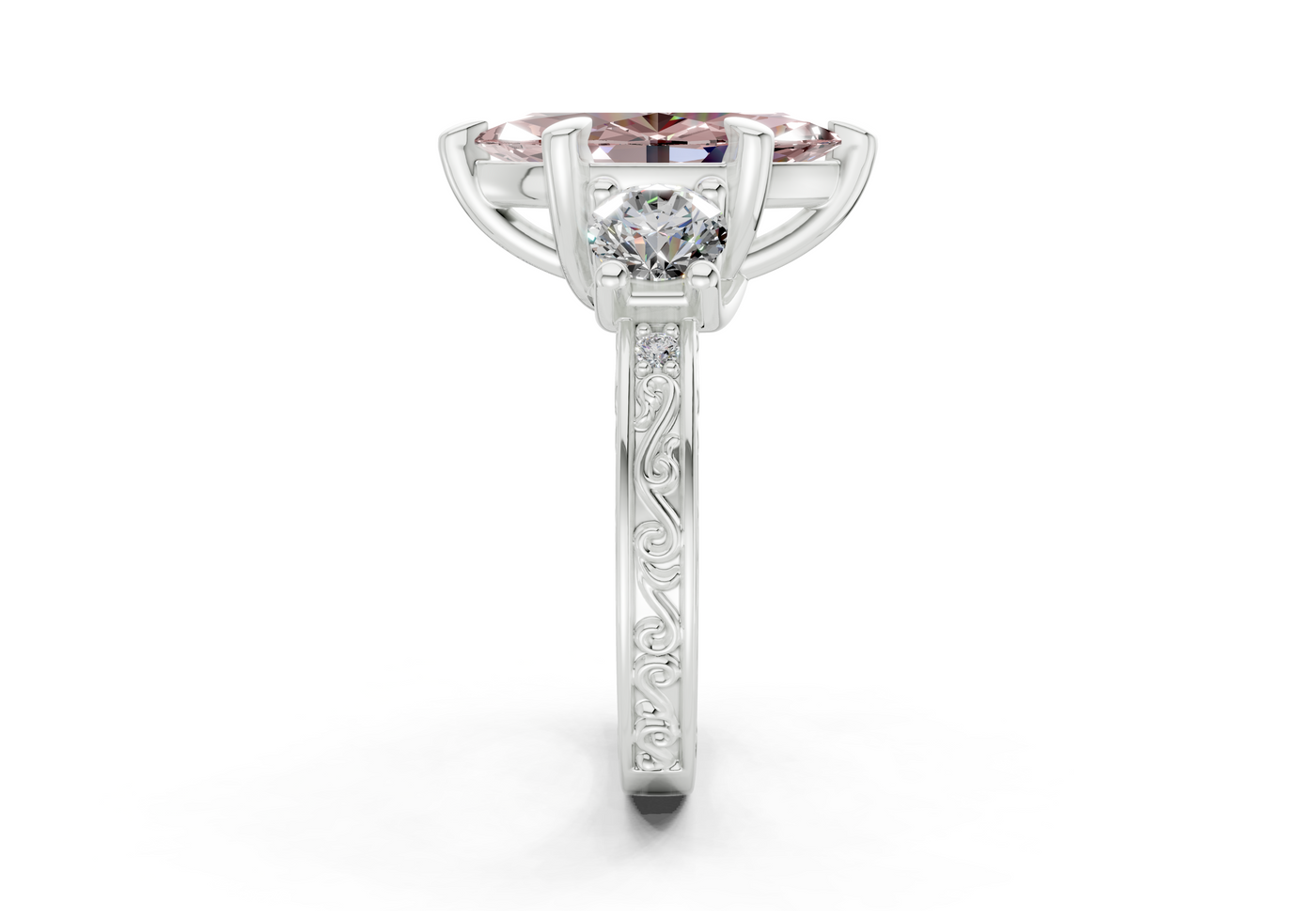 Zara Pink Diamond Vintage Marquise Cut 3mm Engagement Ring
