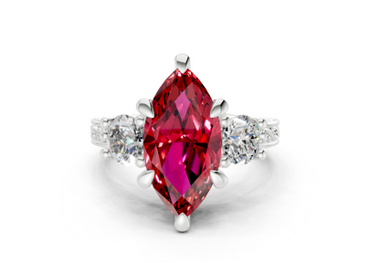 Zara Ruby Gemstone Vintage Marquise Cut 3mm Engagement Ring