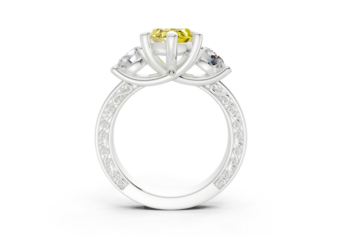 Zara Yellow Diamond Vintage Marquise Cut 3mm Engagement Ring