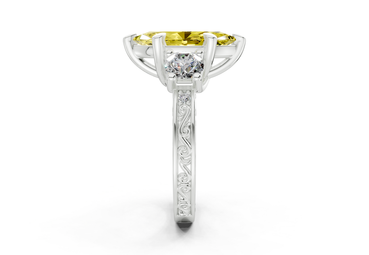 Zara Yellow Diamond Vintage Marquise Cut 3mm Engagement Ring