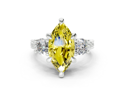 Zara Yellow Diamond Vintage Marquise Cut 3mm Engagement Ring