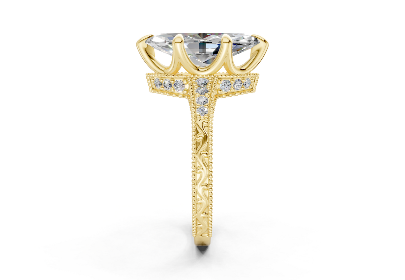 Asteria Diamond Vintage Marquise Cut 2mm Engagement Ring