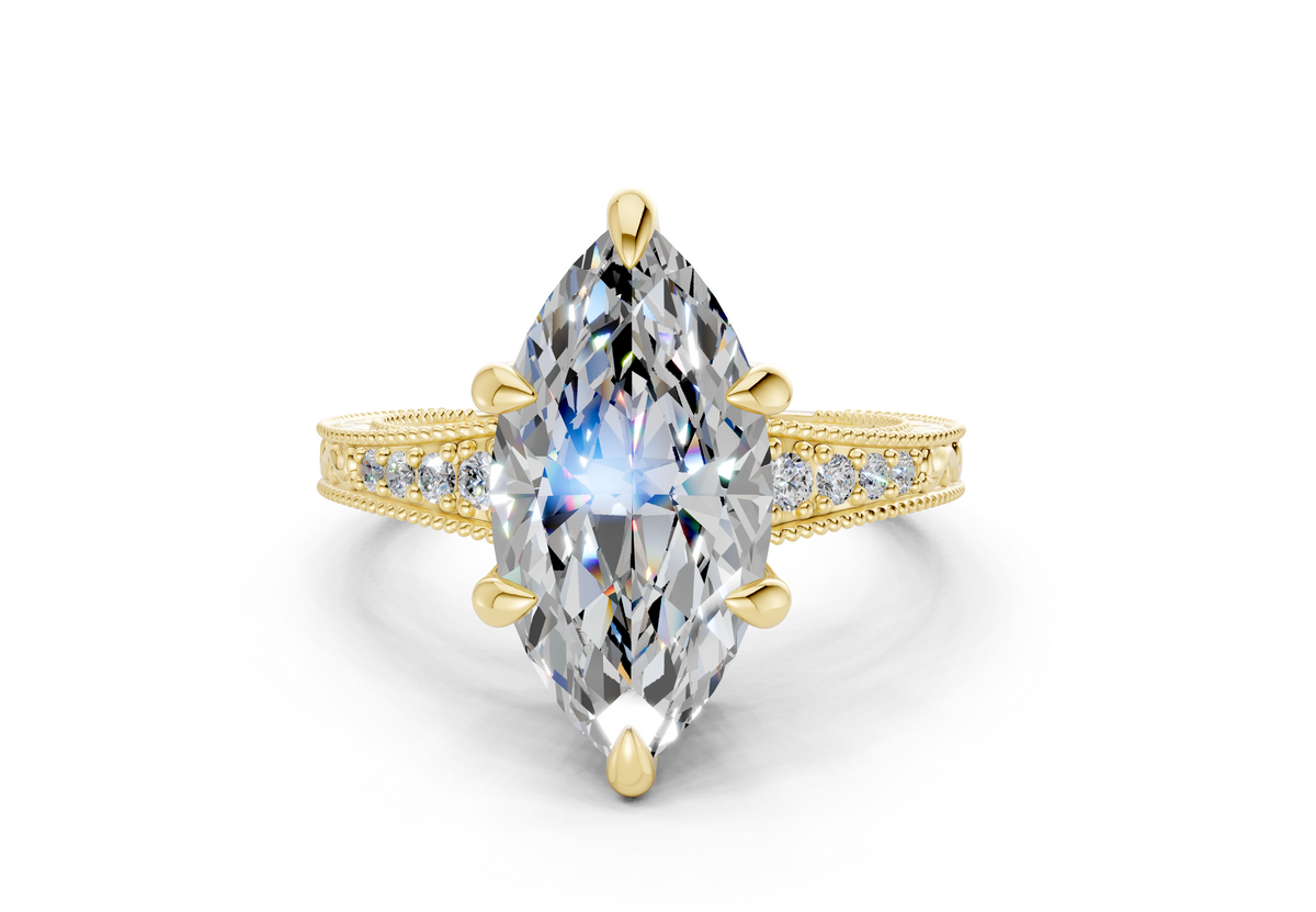 Asteria Diamond Vintage Marquise Cut 2mm Engagement Ring