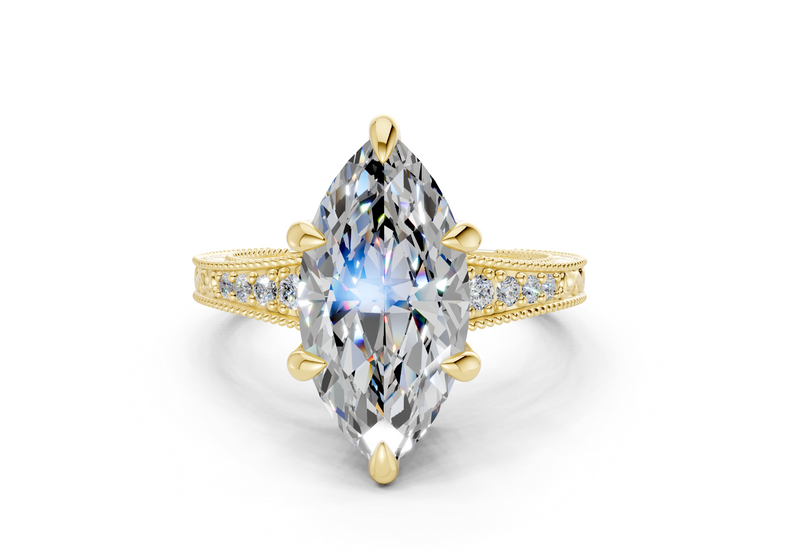Asteria Diamond Vintage Marquise Cut 2mm Engagement Ring