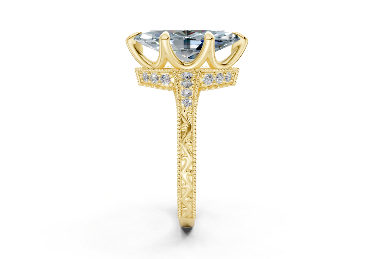 Asteria Blue Diamond Vintage Marquise Cut 2mm Engagement Ring