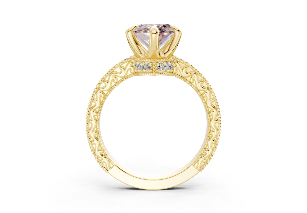 Asteria Pink Diamond Vintage Marquise Cut 2mm Engagement Ring