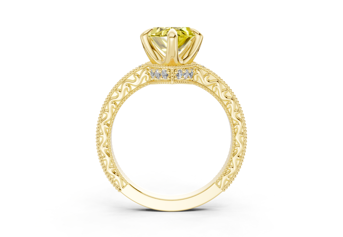 Asteria Yellow Diamond Vintage Marquise Cut 2mm Engagement Ring