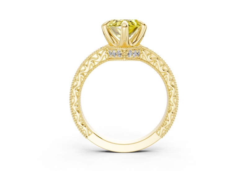 Asteria Yellow Diamond Vintage Marquise Cut 2mm Engagement Ring