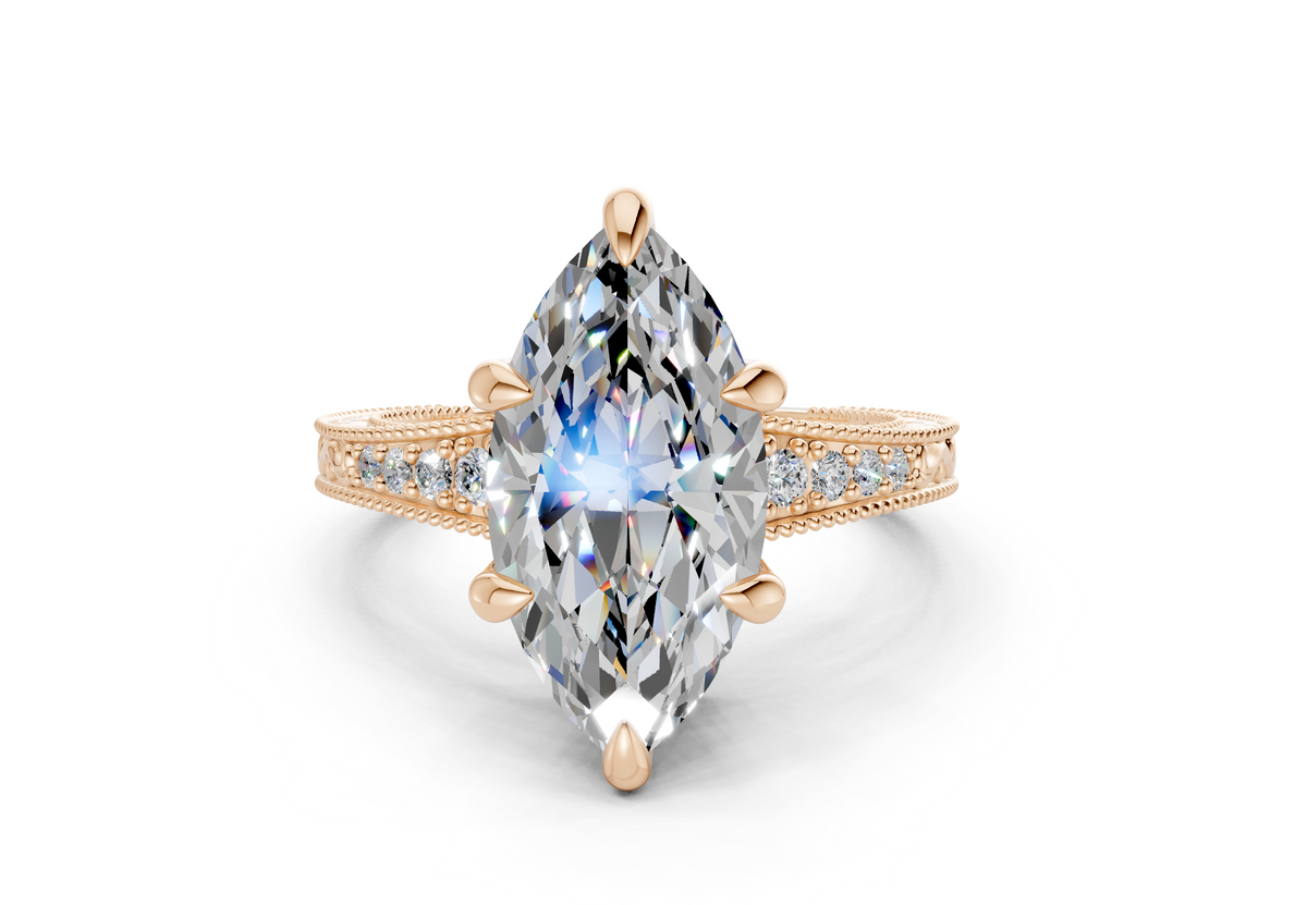 Asteria Diamond Vintage Marquise Cut 2mm Engagement Ring