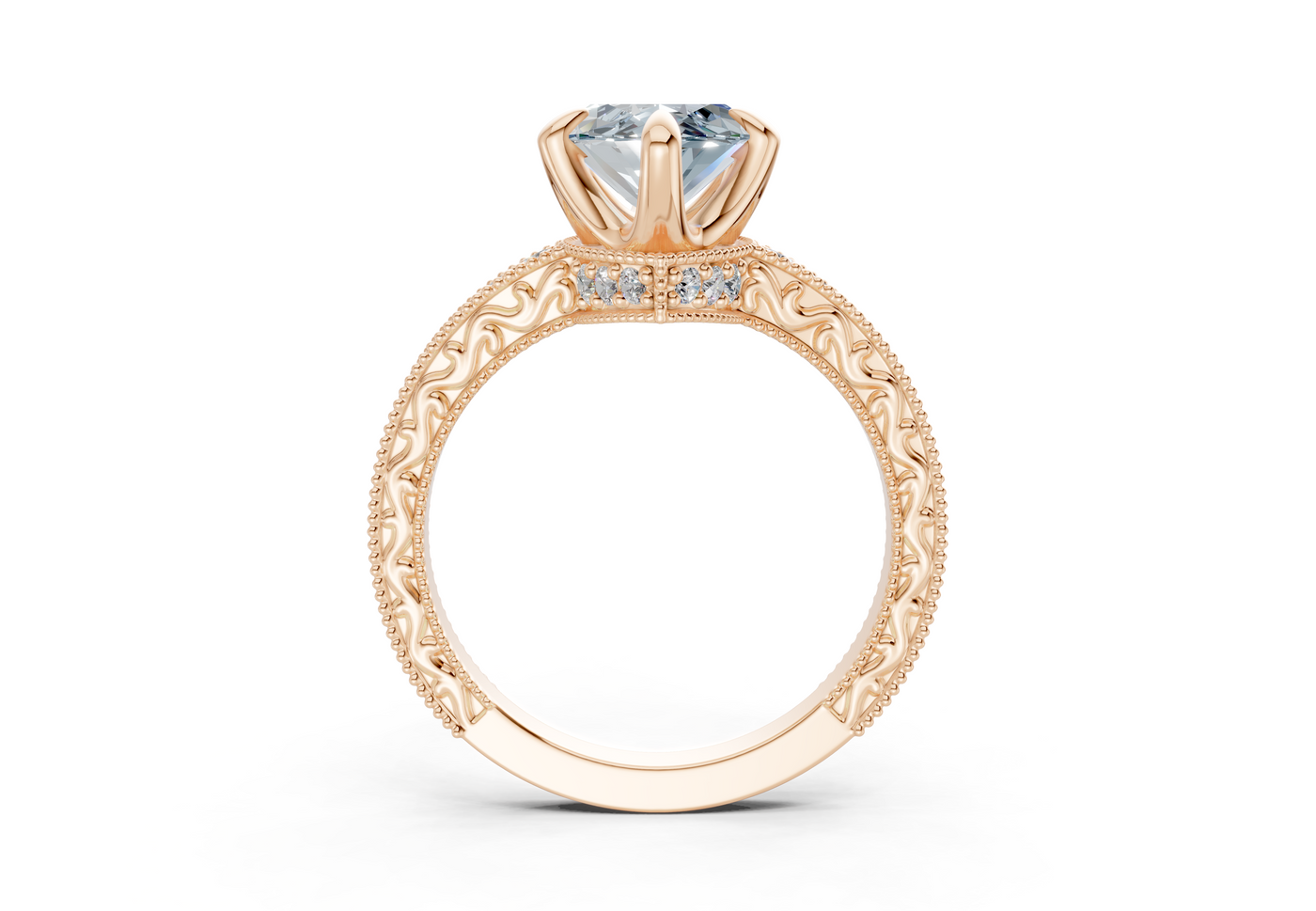 Asteria Blue Diamond Vintage Marquise Cut 2mm Engagement Ring