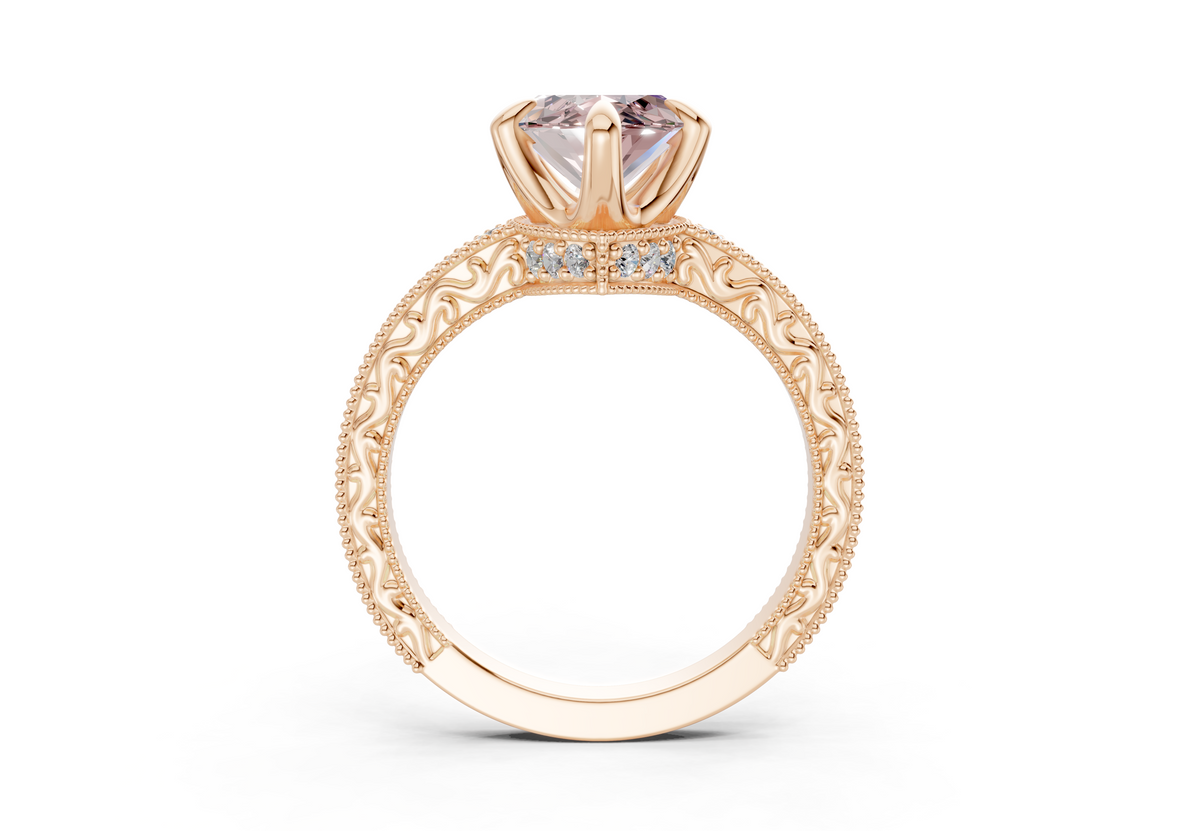 Asteria Pink Diamond Vintage Marquise Cut 2mm Engagement Ring