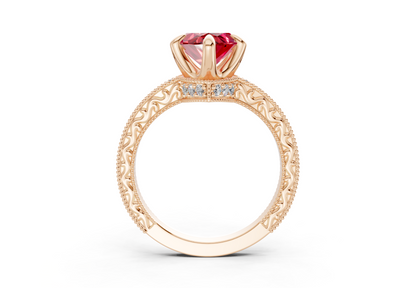 Asteria Ruby Gemstone Vintage Marquise Cut 2mm Engagement Ring