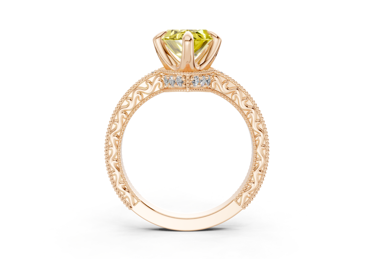 Asteria Yellow Diamond Vintage Marquise Cut 2mm Engagement Ring