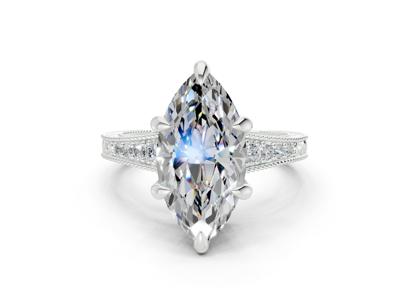 Asteria Diamond Vintage Marquise Cut 2mm Engagement Ring