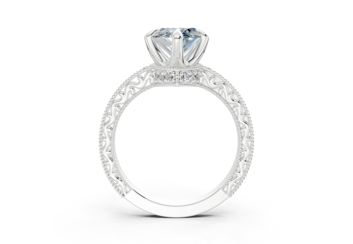 Asteria Blue Diamond Vintage Marquise Cut 2mm Engagement Ring