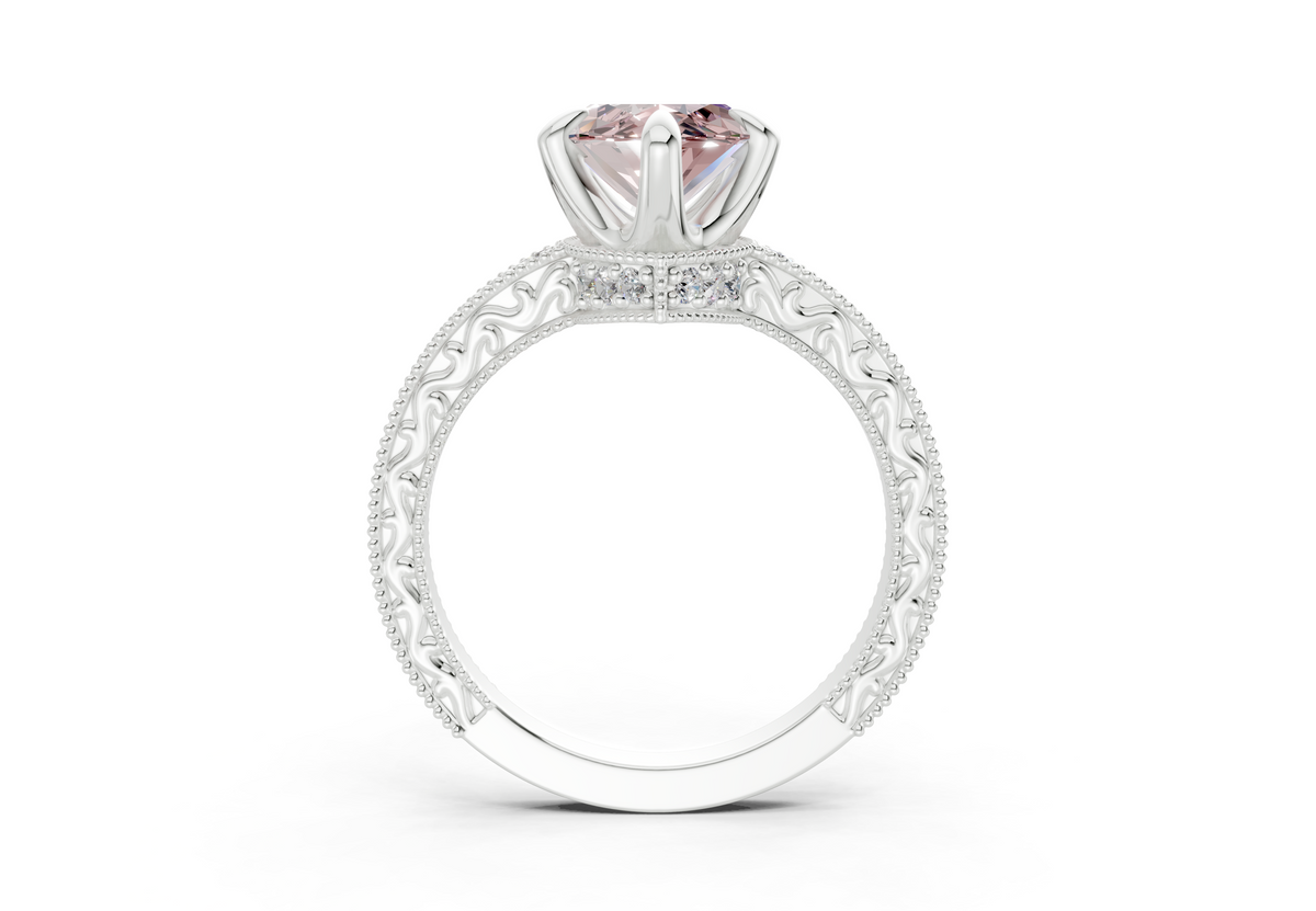 Asteria Pink Diamond Vintage Marquise Cut 2mm Engagement Ring