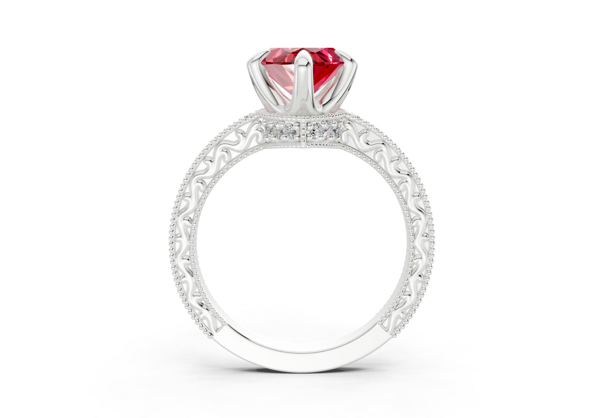 Asteria Ruby Gemstone Vintage Marquise Cut 2mm Engagement Ring