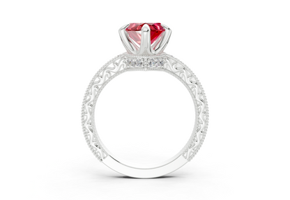 Asteria Ruby Gemstone Vintage Marquise Cut 2mm Engagement Ring