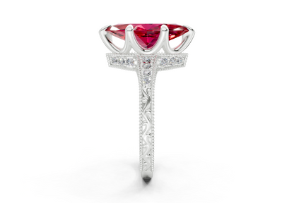 Asteria Ruby Gemstone Vintage Marquise Cut 2mm Engagement Ring