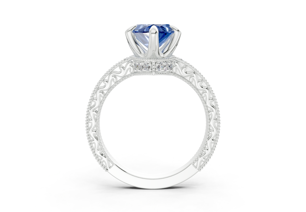 Asteria Sapphire Gemstone Vintage Marquise Cut 2mm Engagement Ring